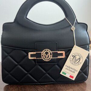 Valentino Orlandi Black Vegan Leather Crossbody Bag - New